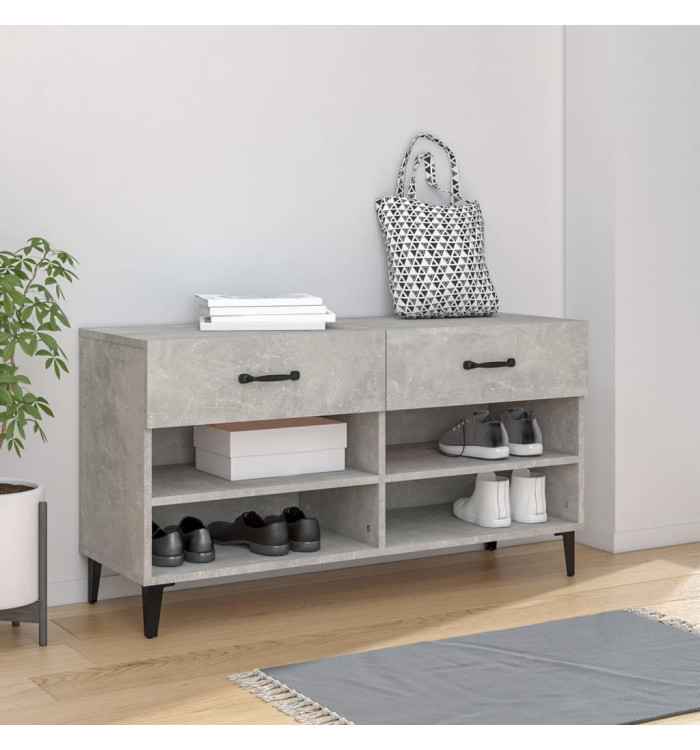 Armoire à chaussures Gris béton 102x35x55 cm Bois d'ingénierie | Mobilier & Déco