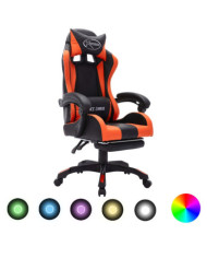 Fauteuil de jeux vidéo avec LED RVB Orange et noir Similicuir | Mobilier & Déco