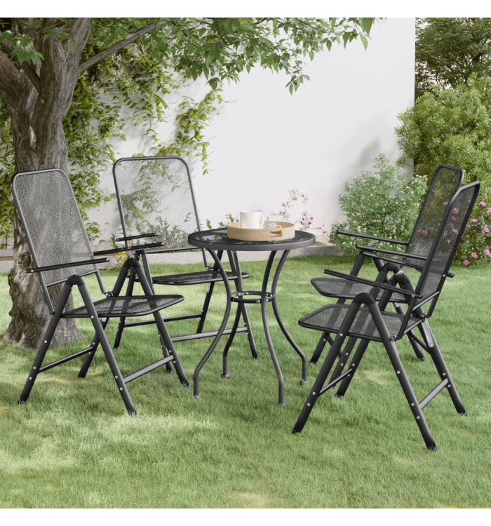 Chaises pliables jardin lot de 4 Maille métallique Anthracite | Mobilier & Déco