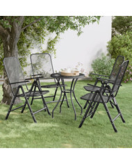 Chaises pliables jardin lot de 4 Maille métallique Anthracite | Mobilier & Déco
