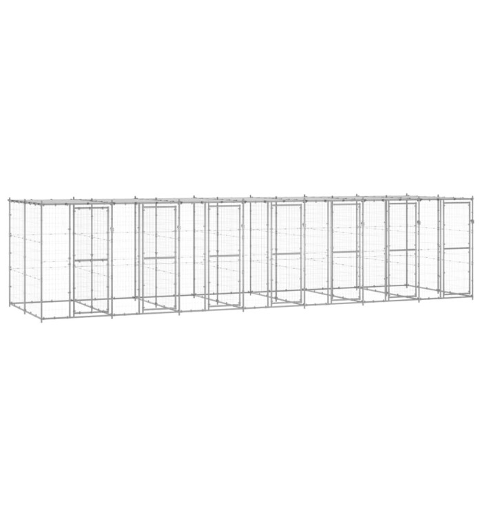 Chenil extérieur Acier galvanisé avec toit 16,94 m² | Mobilier & Déco