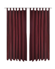 2 pcs Rideau à Passant Micro Satin Bordeaux 140 x 225 cm | Mobilier & Déco