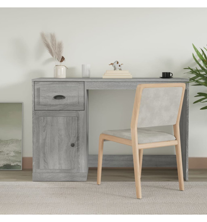 Bureau avec tiroir sonoma gris 115x50x75 cm bois d'ingénierie | Mobilier & Déco