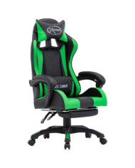 Fauteuil de jeux vidéo avec repose-pied Vert et noir Similicuir | Mobilier & Déco
