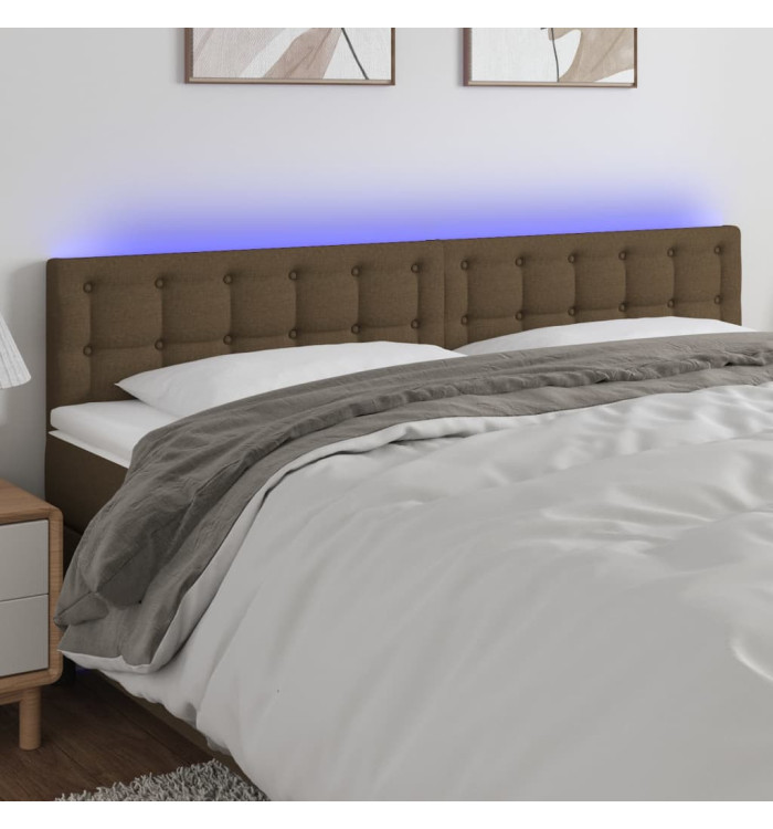Tête de lit à LED Marron Foncé 180x5x78/88 cm Tissu | Mobilier & Déco