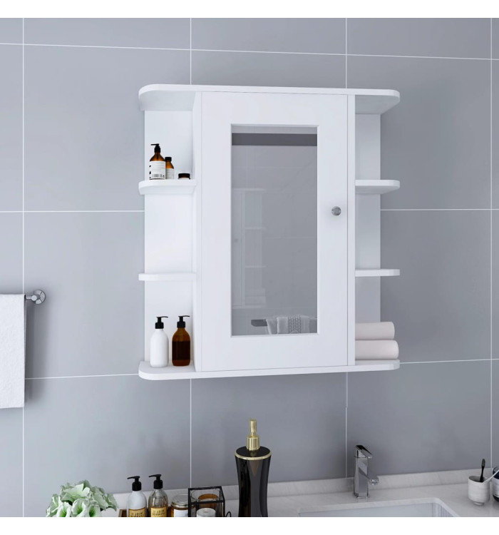 Armoire à miroir de salle de bain Blanc 66x17x63 cm MDF | Mobilier & Déco