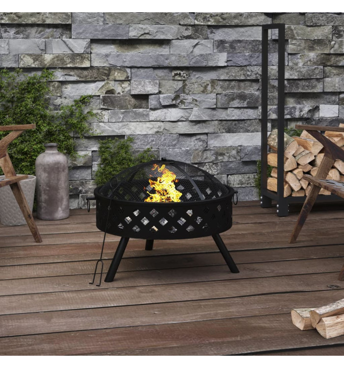 Foyer avec tisonnier 58 cm XXL acier | Mobilier & Déco