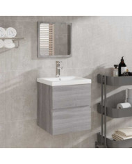 Armoire de bain et miroir Sonoma gris Bois d'ingénierie | Mobilier & Déco