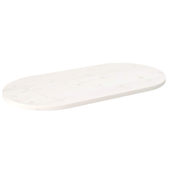 Dessus de table blanc 110x55x2,5 cm bois de pin massif ovale | Mobilier & Déco