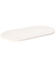 Dessus de table blanc 110x55x2,5 cm bois de pin massif ovale | Mobilier & Déco