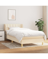 Sommier à lattes de lit avec matelas Crème 100x200 cm Tissu | Mobilier & Déco