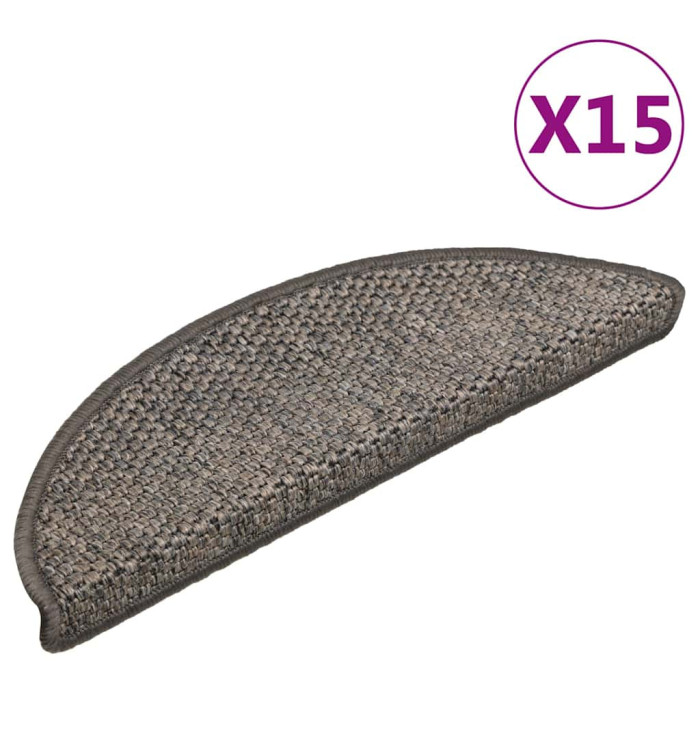 Tapis d'escalier autocollants aspect sisal 15 pcs 56x17x3 cm | Mobilier & Déco