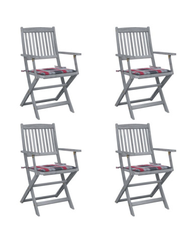 Chaises pliables d'extérieur lot de 4 et coussins Bois d'acacia | Mobilier & Déco