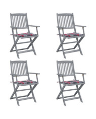 Chaises pliables d'extérieur lot de 4 et coussins Bois d'acacia | Mobilier & Déco