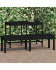 Banc de jardin à 2 places noir 159,5x44x45cm bois massif de pin | Mobilier & Déco