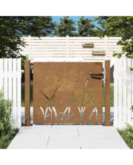 Portail de jardin 105x105 cm acier corten conception d'herbe | Mobilier & Déco