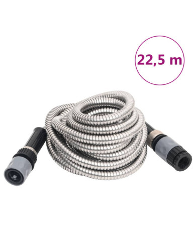 Tuyau d'arrosage buse de pulvérisation argenté 0,6" 22,5 m inox | Mobilier & Déco