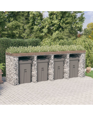 Mur de gabion pour poubelle 350x91x120 cm fer galvanisé | Mobilier & Déco