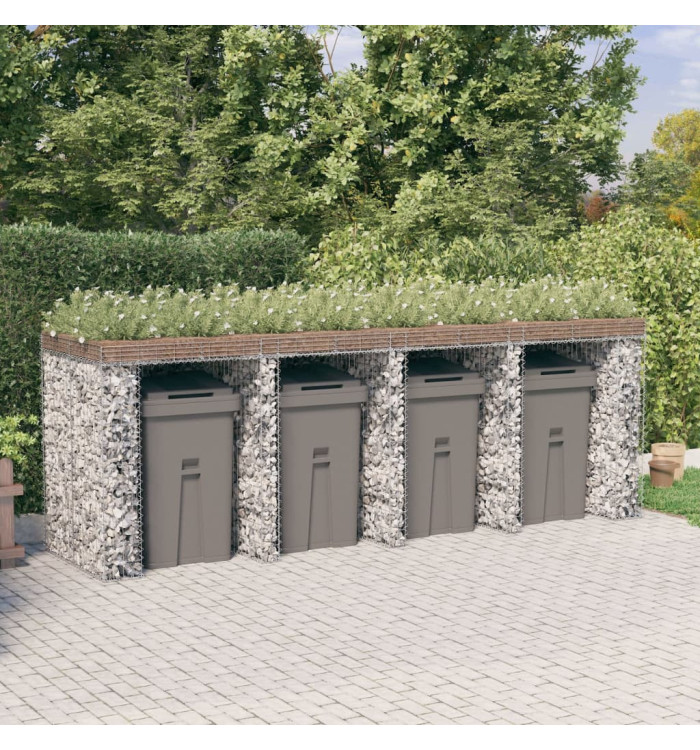 Mur de gabion pour poubelle 350x91x120 cm fer galvanisé | Mobilier & Déco