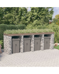 Mur de gabion pour poubelle 350x91x120 cm fer galvanisé | Mobilier & Déco