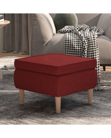 Tabouret avec pieds en bois Rouge bordeaux Tissu | Mobilier & Déco