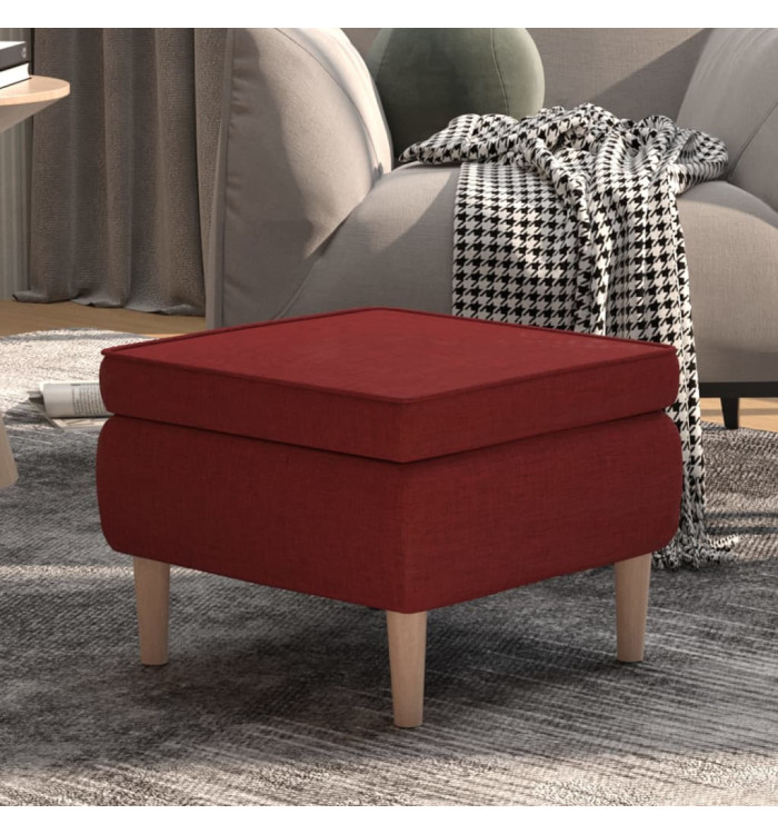 Tabouret avec pieds en bois Rouge bordeaux Tissu | Mobilier & Déco