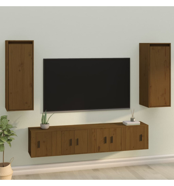 Armoires murales 2pcs Marron miel 30x30x80cm Bois de pin massif | Mobilier & Déco