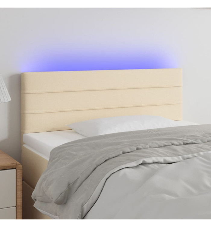 Tête de lit à LED Crème 100x5x78/88 cm Tissu | Mobilier & Déco