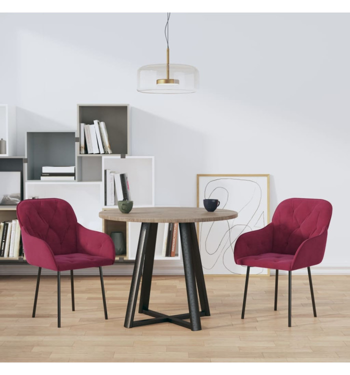 Chaises à manger lot de 2 Rouge bordeaux Velours | Mobilier & Déco