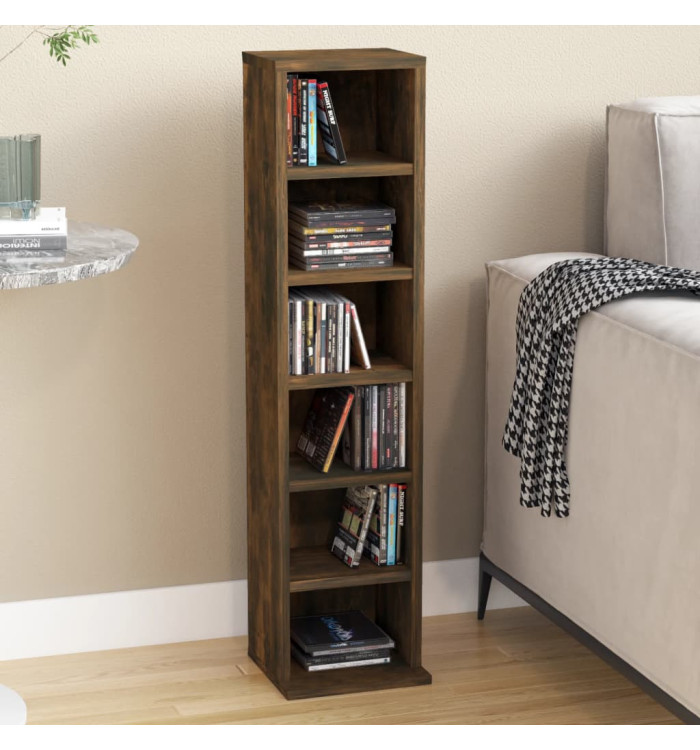 Armoire à CD Chêne fumé 21x20x88 cm Bois d'ingénierie | Mobilier & Déco