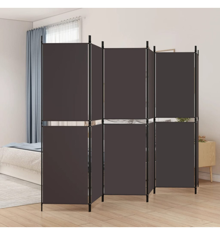 Cloison de séparation 6 panneaux Marron 300x180 cm Tissu | Mobilier & Déco
