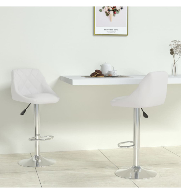 Tabourets de bar lot de 2 blanc similicuir | Mobilier & Déco