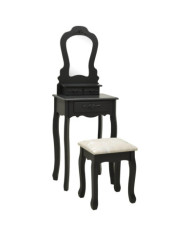 Ensemble de coiffeuse avec tabouret Noir 50x59x136 cm Paulownia | Mobilier & Déco