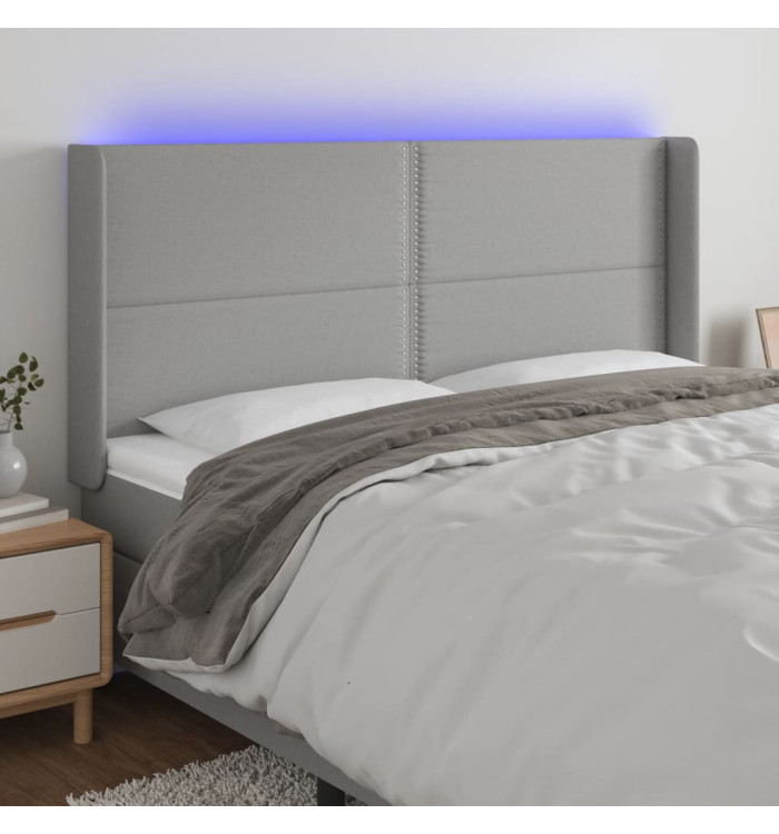 Tête de lit à LED Gris clair 183x16x118/128 cm Tissu | Mobilier & Déco