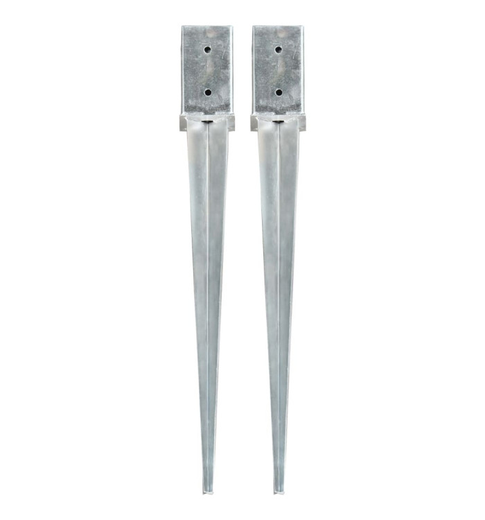 Piquets au sol 2 pcs Argenté 8x8x76 cm Acier galvanisé | Mobilier & Déco