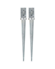Piquets au sol 2 pcs Argenté 8x8x76 cm Acier galvanisé | Mobilier & Déco