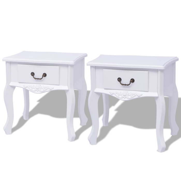 Table de chevet 2 pcs MDF Blanc | Mobilier & Déco