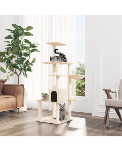 Arbre à chat avec griffoirs en sisal Crème 142 cm | Mobilier & Déco
