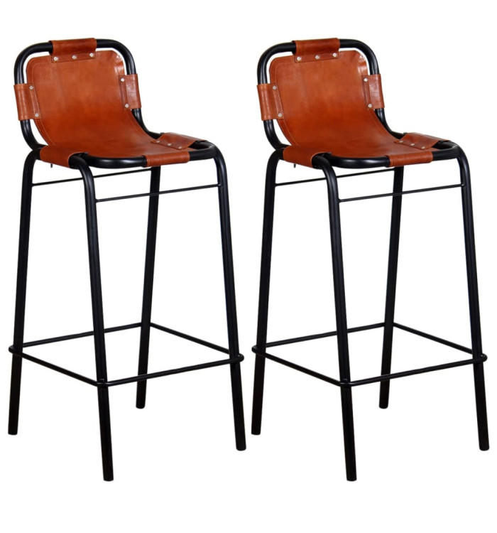 Tabourets de bar lot de 2 cuir véritable | Mobilier & Déco