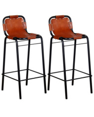 Tabourets de bar lot de 2 cuir véritable | Mobilier & Déco