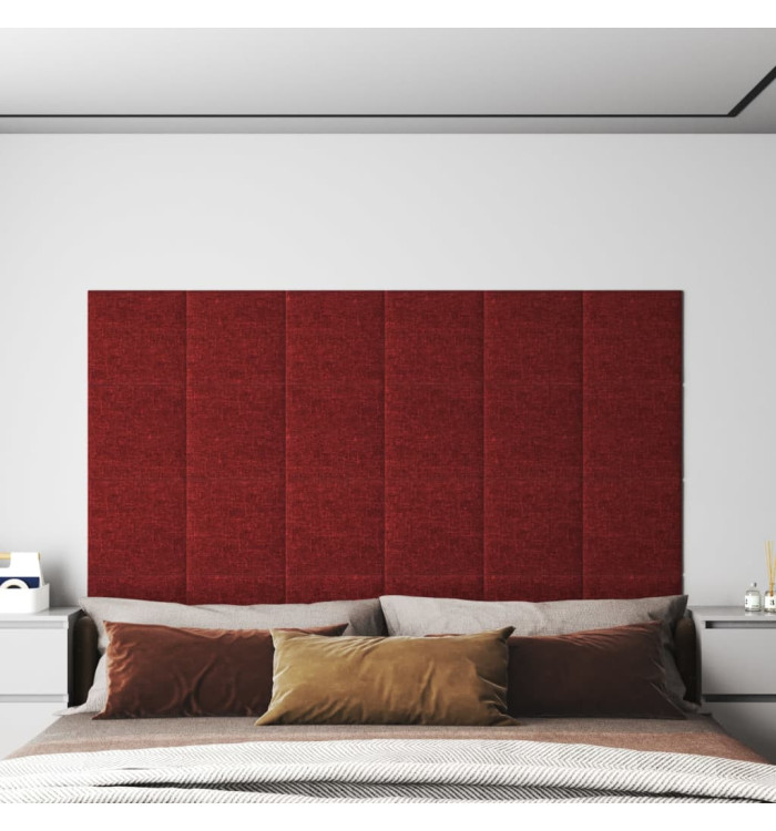 Panneaux muraux 12 pcs Rouge bordeaux 30x30 cm Tissu 1,08 m² | Mobilier & Déco