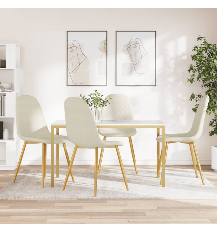 Chaises à manger lot de 4 crème velours | Mobilier & Déco