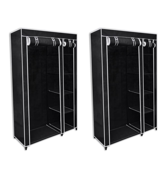 Garde-robe en tissu 2 pcs Noir | Mobilier & Déco