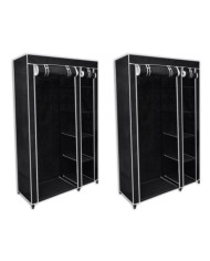 Garde-robe en tissu 2 pcs Noir | Mobilier & Déco