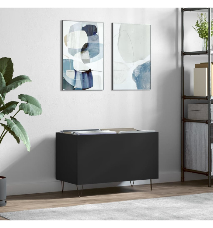 Armoire à disques noir 74,5x38x48 cm bois d'ingénierie | Mobilier & Déco