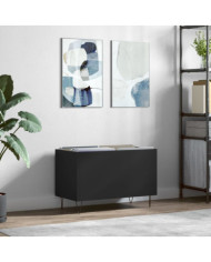 Armoire à disques noir 74,5x38x48 cm bois d'ingénierie | Mobilier & Déco