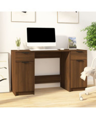Bureau avec armoire latérale Chêne marron Bois d'ingénierie | Mobilier & Déco