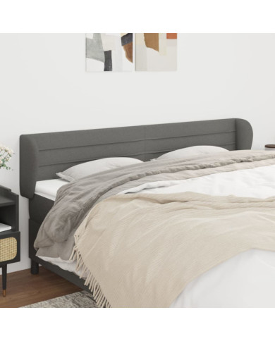 Tête de lit avec oreilles Gris foncé 203x23x78/88 cm Tissu | Mobilier & Déco