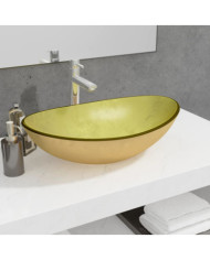 Lavabo Verre trempé 54,5x35x15,5 cm Doré | Mobilier & Déco