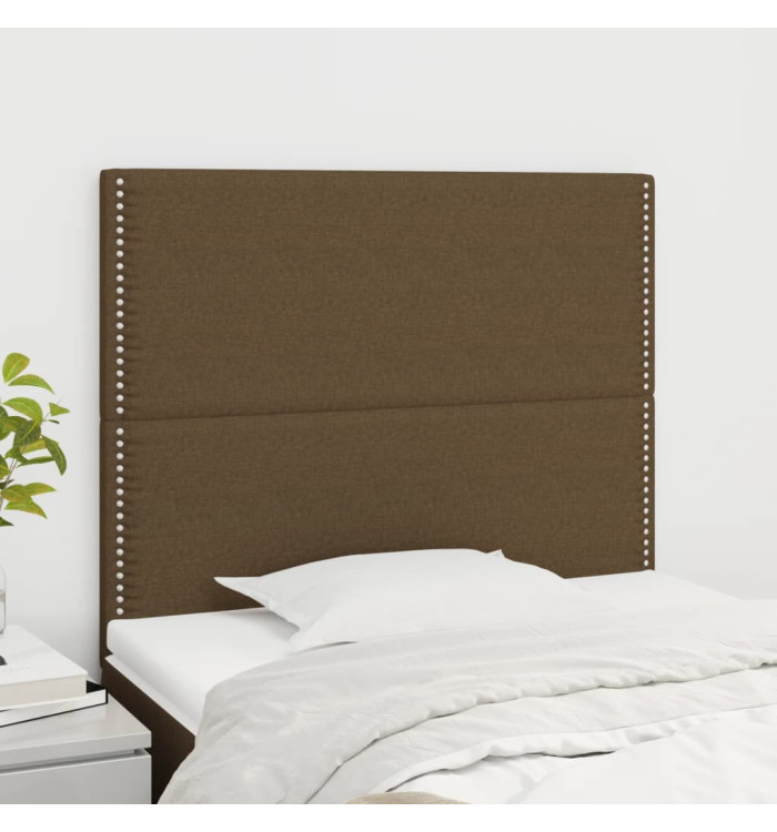 Têtes de lit 2 pcs Marron Foncé 90x5x78/88 cm Tissu | Mobilier & Déco